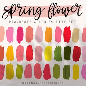 4 Procreate Color Palettes, Warm Tones & Florals, Spring + Summer Colors Palette Set, Bright Color Swatches, Neon Tones, Instant Download