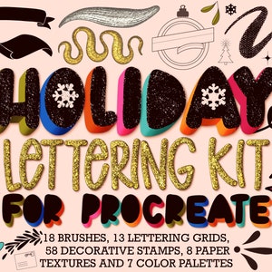 97 Procreate Doodle Brushes, Digital Art & Lettering Brushes, Glitter Brush, Christmas Illustration Brushes, Textured Drawing Brushset