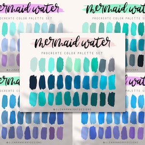Mermaid Water Procreate Color Palette: Ocean Blues & Greens (6 .swatches Files)