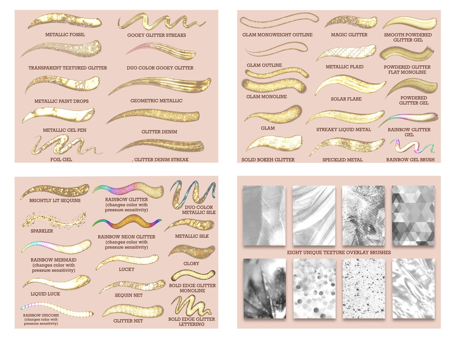 Glitter Procreate Brushes – Metallic, Foil, and Texture Brushset - Etsy