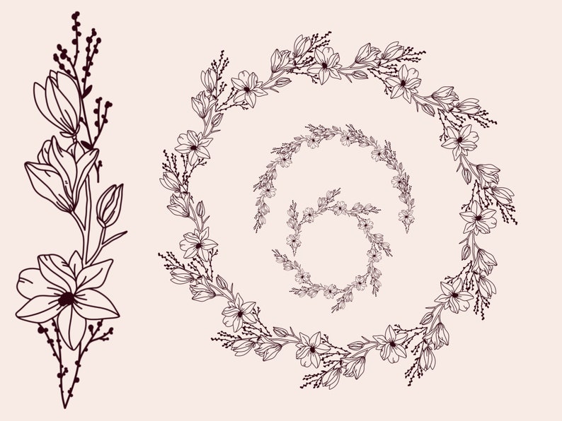 Floral Wreath Procreate Brushes: Wildflower Brush Set (digital Brush ...