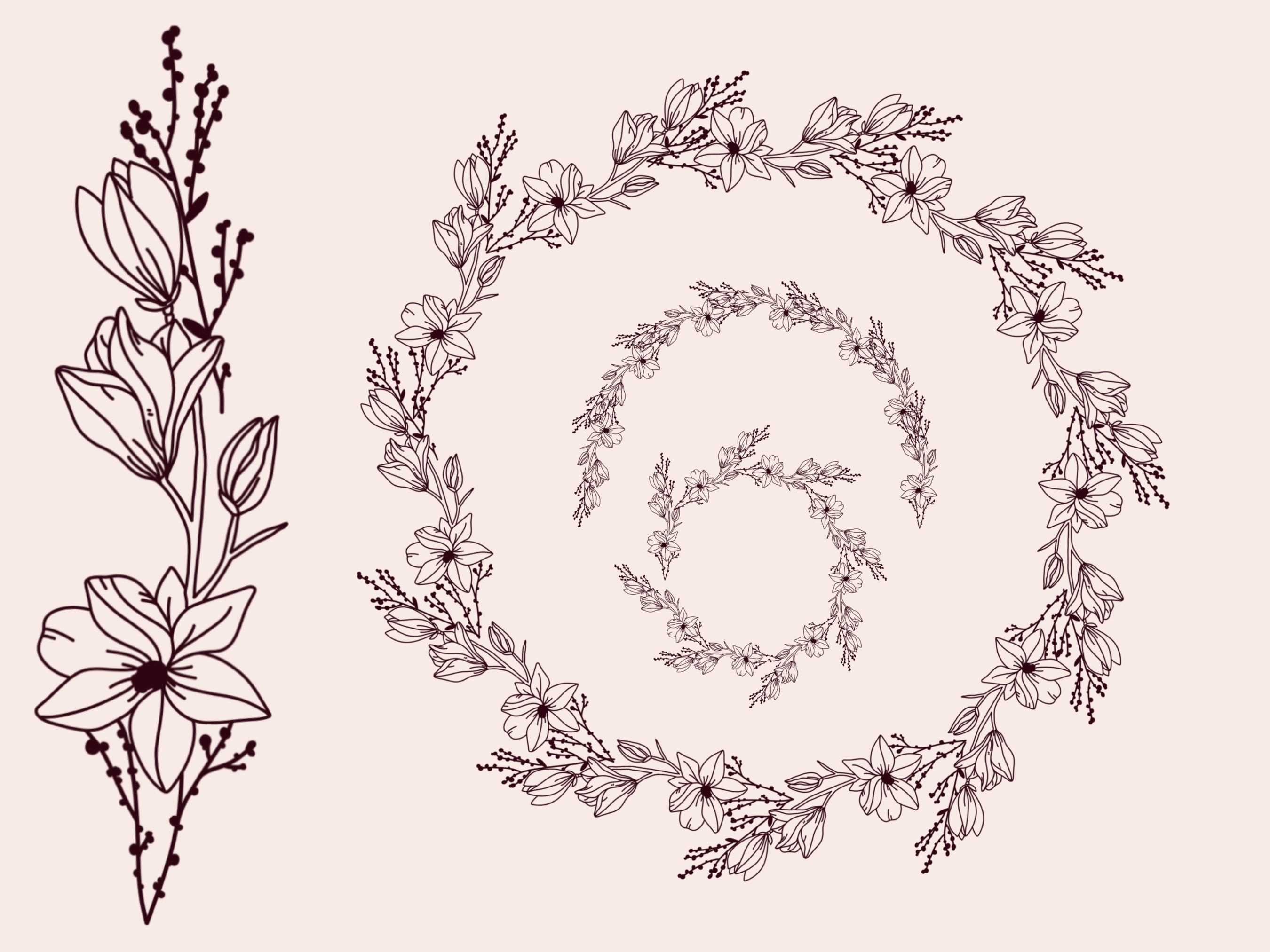 Floral Wreath Procreate Brushes: Wildflower Brush Set (digital Brush ...