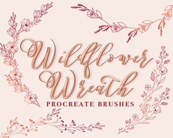 Floral Wreath Procreate Brushes: Wildflower Brush Set (Digital Brush)