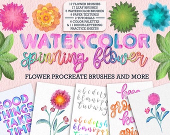 Procreate Watercolor Brush Kit: Floral Illustration & Lettering Brushsets (Tutorials Included)