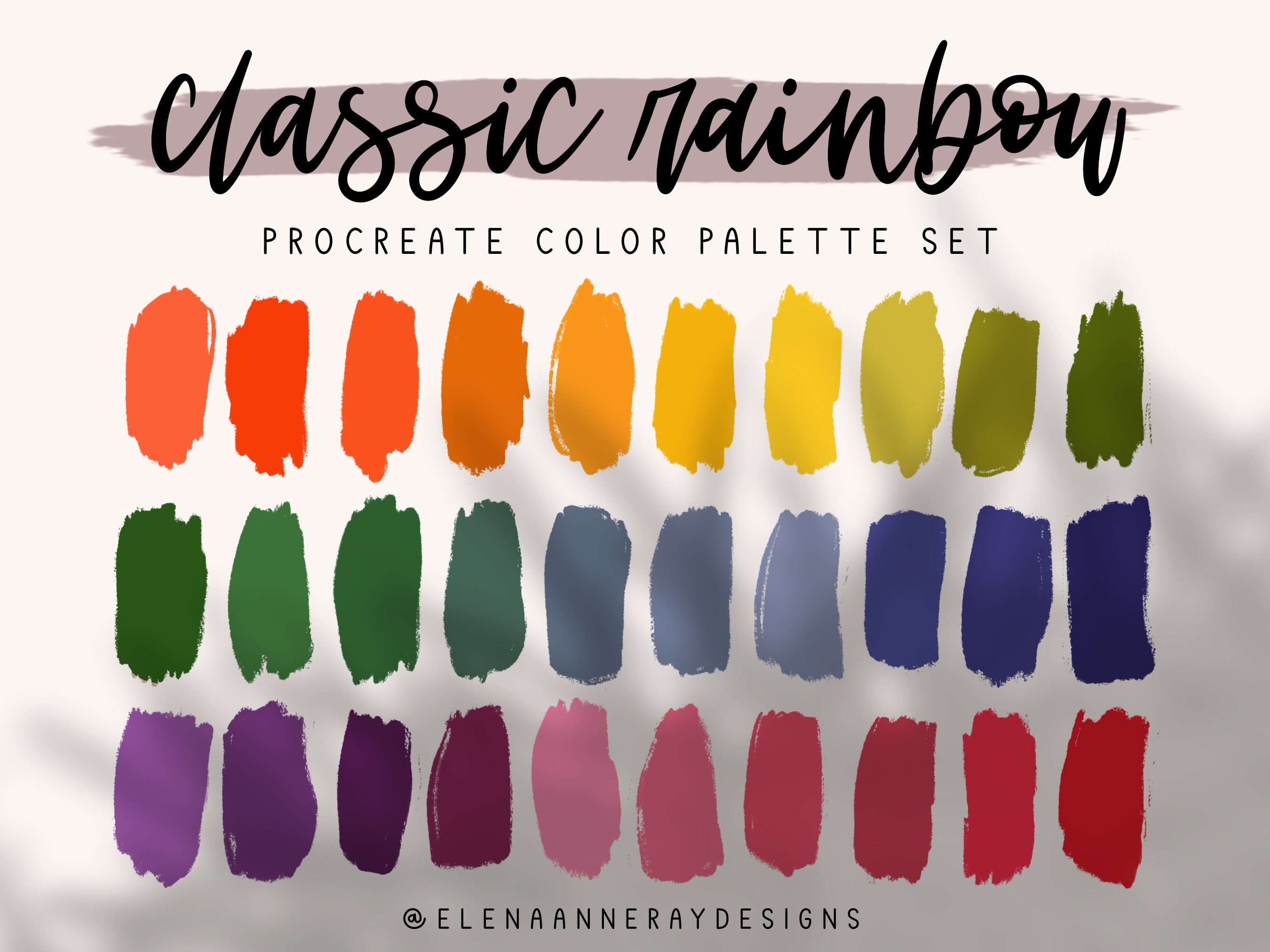 4 Procreate Color Palettes – Retro Rainbow Brights Bundle | Instant Download - Image 1