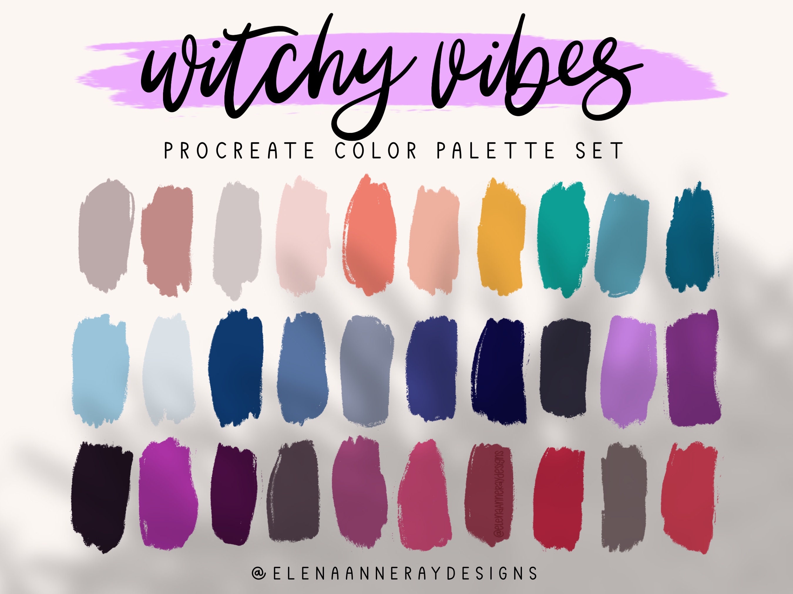 Witchy Vibes Procreate Color Palette Set – Mystical & Supernatural Halloween Swatches for Digital Art