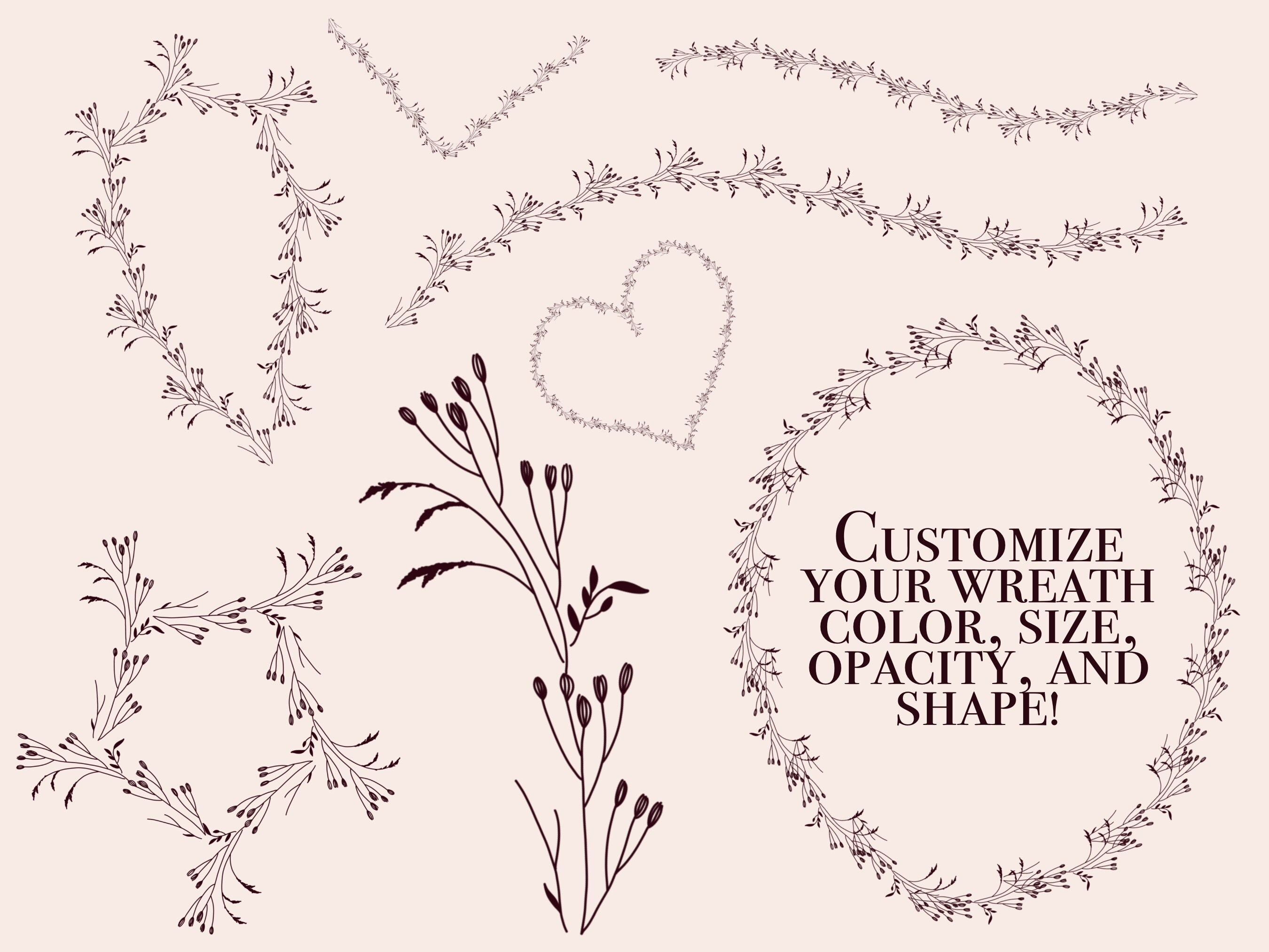 Floral Wreath Procreate Brushes: Wildflower Brush Set (digital Brush ...