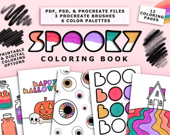 Spooky Halloween Coloring Book with Free Procreate Brushes & Palettes