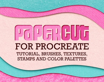 Pinceaux à procréer en papier découpé | Ensemble de pinceaux pour superposition de textures de papier Procreate | Toile d'art numérique | Procréer des timbres | Tutoriel et palettes de couleurs