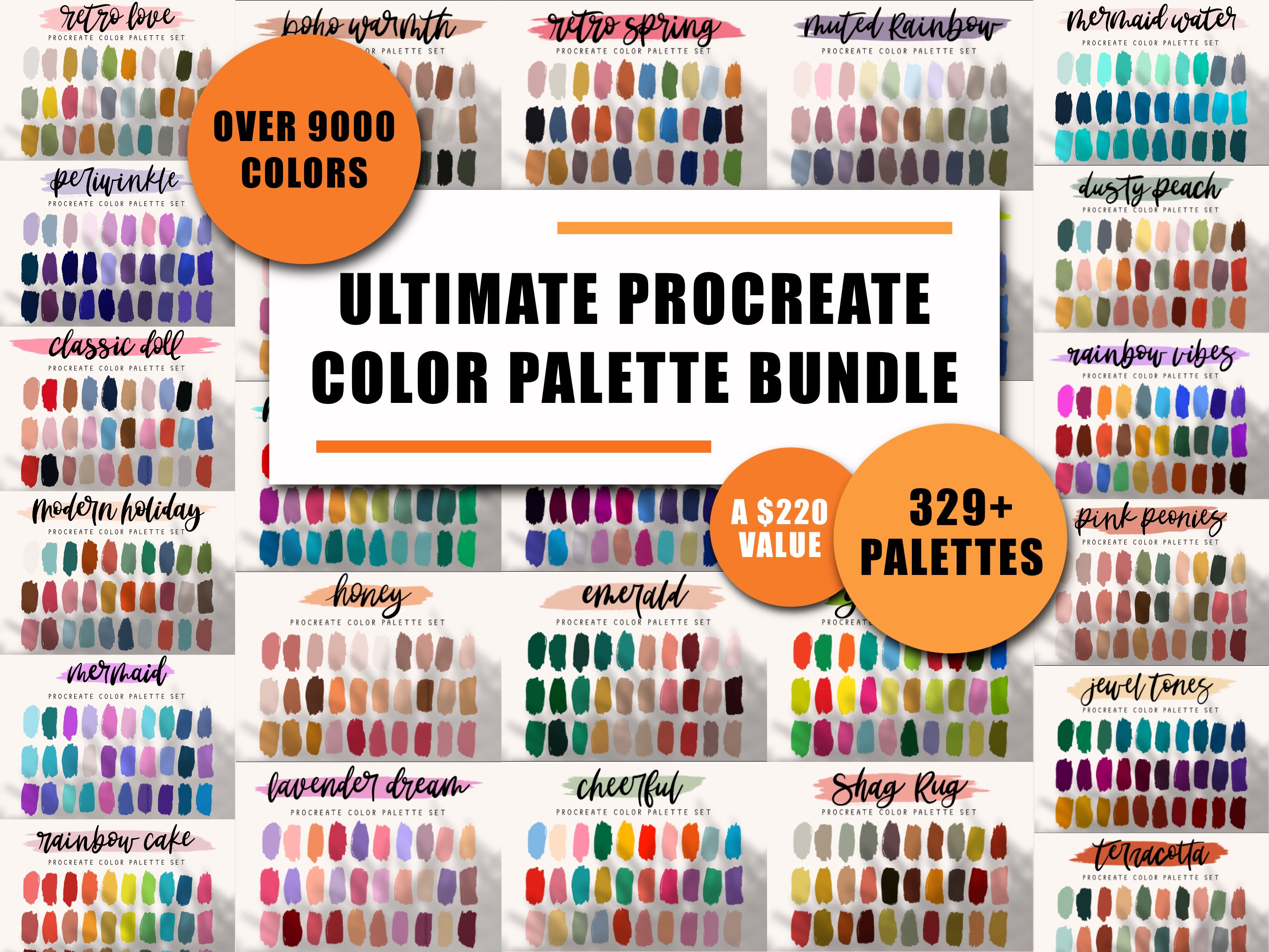 Paquete de paletas de color para Procreate — 427 sets de swatches, miles de colores curados para artistas de iPad