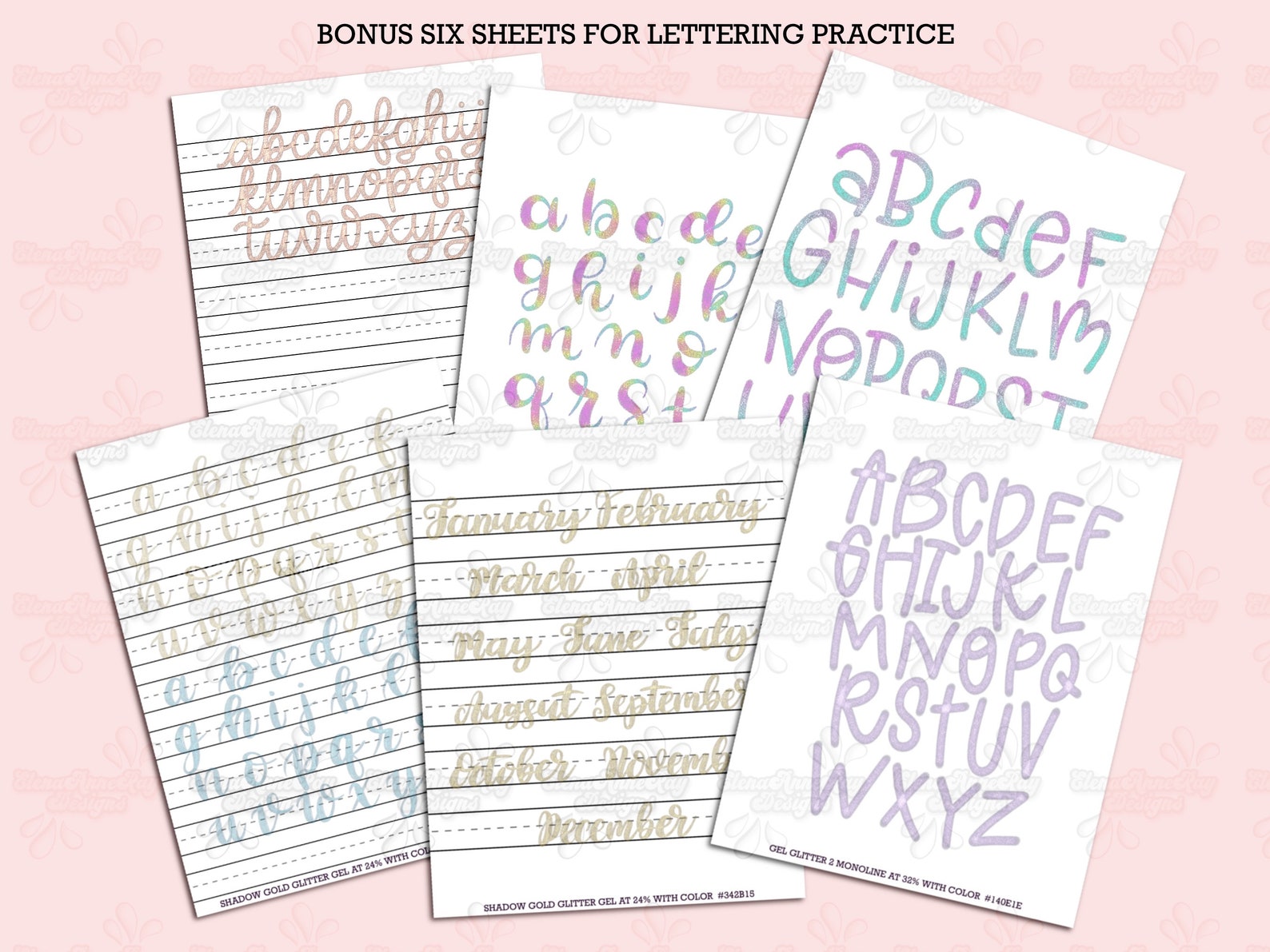 Gel Lettering Metallic Gel Procreate Brushsets | Glitter Textures, Lettering Brushes ...