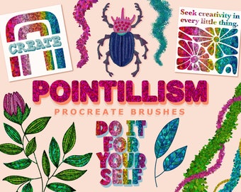 Pointillism Procreate Brushes: Texture Brushsets & Color Palettes (Digital Download)