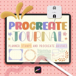 Procreate Pinsel für Journaling & Planner Design | iPad Schriftzug Brushsets | Papier Texturen + Farbpalette | Alphabet Procreate Stempelset