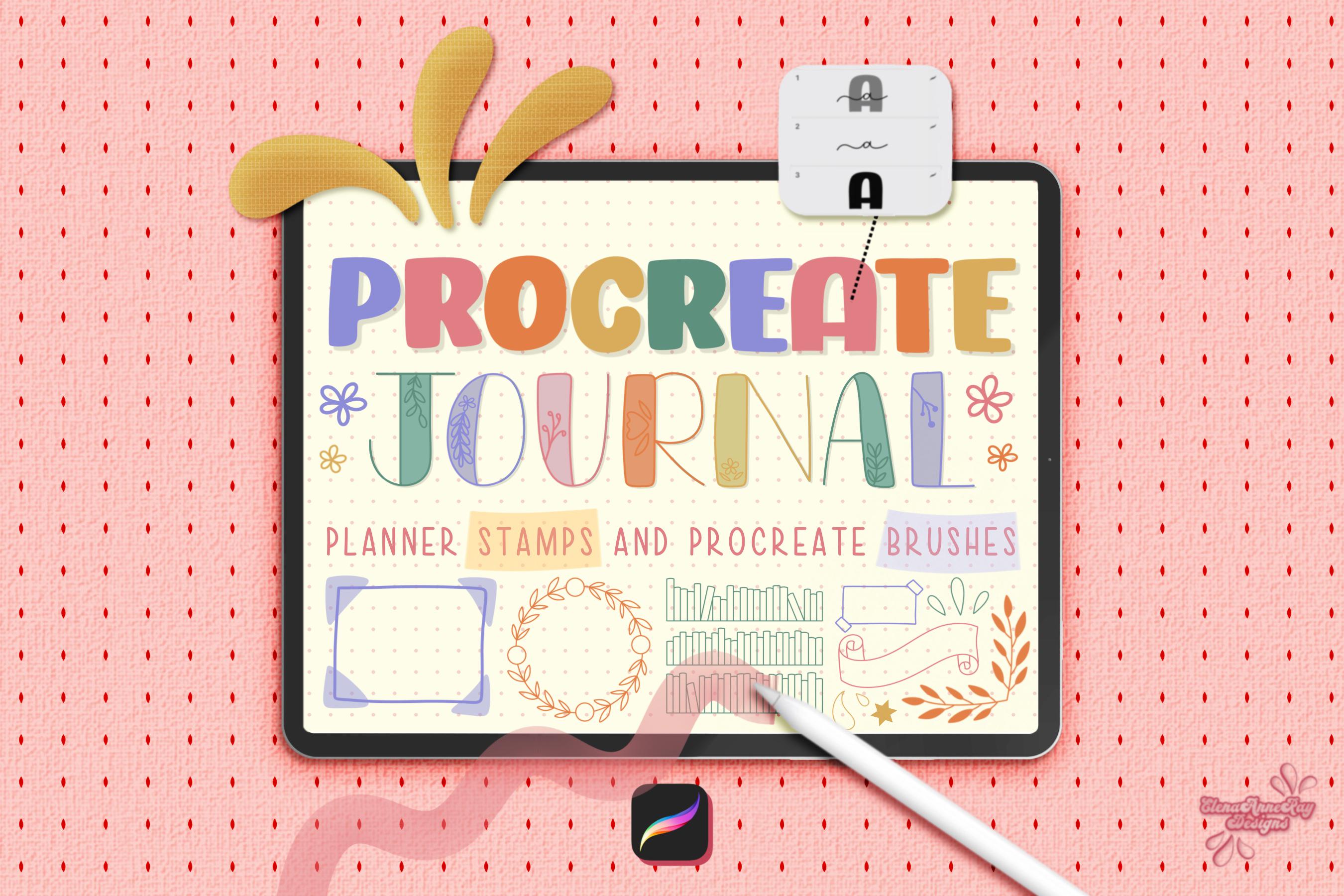 Pinceles de Procreate para bullet journal y planner | Lettering, texturas de papel, sellos de cuadrícula y paletas