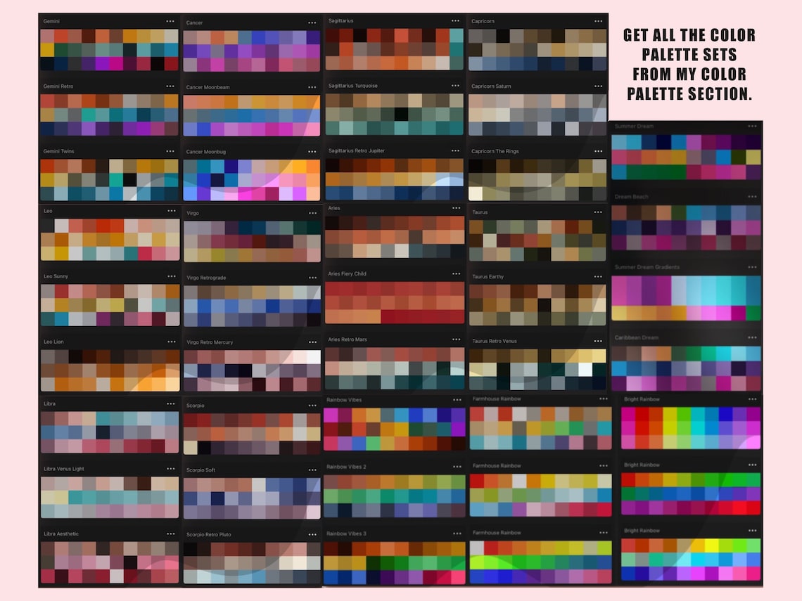 Ultimate Procreate Color Palette Bundle, 9000+ Colors (.swatches Files ...