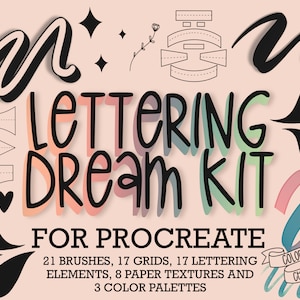 Procreate Brushes | Grid Builder | Glitter Brush | Lettering Grids & Compositions | iPad Lettering Brushes | Paper Texture Set