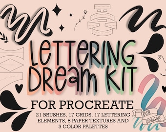 Procreate Brushes | Grid Builder | Glitter Brush | Lettering Grids & Compositions | iPad Lettering Brushes | Paper Textures