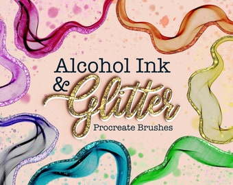 Alcohol Ink Procreate Brushes with Glitter & Metallic Foil Brushsets For Procreate