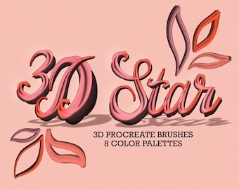 35 Procreate Pinsel - 3D Procreate Pinsel, Stern-Zuckerguss-Pinsel, Farbwechsel-/Regenbogenpinsel, Procreate Schriftzug, Art-Tools, Dark Shadow 3D