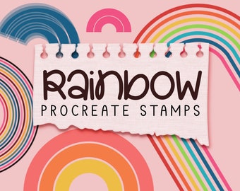 Rainbow Procreate Brush Stamps | Retro, Boho Styles (Digital Download)