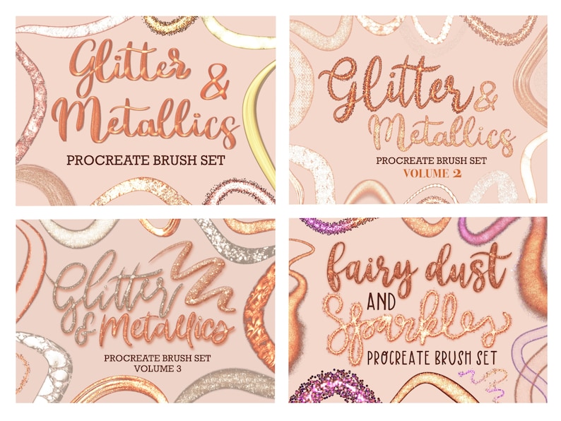 Procreate Brushes - Glitter Bundle | Metallic Procreate Brush | Gold ...