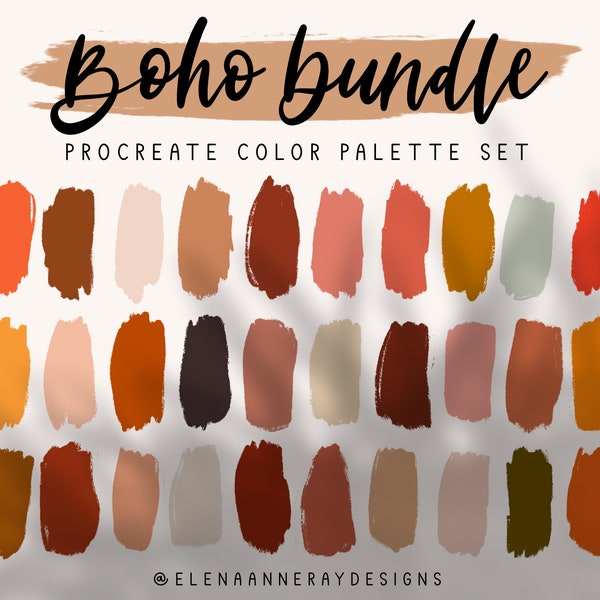 7 Procreate Color Palettes | Boho Procreate Color Palette, Boho Bundle Color Swatches, Bohemian Colors, Warm Swatches, Procreate Tools, Art