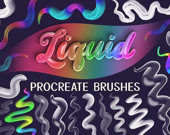 Liquid Procreate Brushes, Color Changing and Barrel Roll, Realistic Flowing Procreate Brush Set