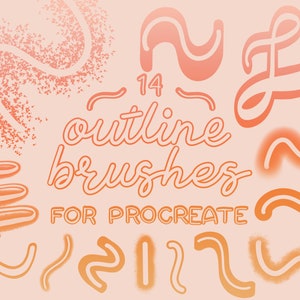 Procreate Outline Brushes | 3D Outline Brushes for Procreate | Monoline Line Procreate Brush | Digital Brush for Procreate on IPad
