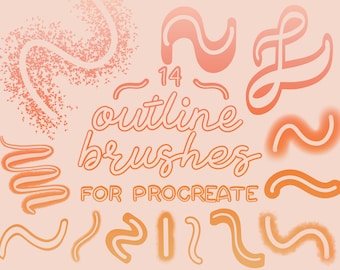 Set di pennelli Procreate Outline / 3D e Monoline (download digitale)