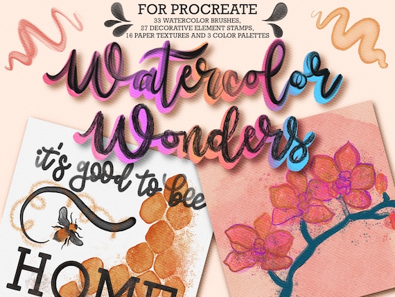 Procreate Watercolor Brushes, Stamps, Paper Textures (Digital Art Kit)
