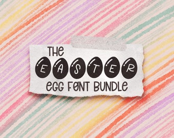 Font Bundle- Easter Fonts, Egg Shape, Spring Fonts, Cute Fonts, Layerable Font, Cricut Fonts, Holiday Fonts, Procreate Font, Fun Cute Fonts