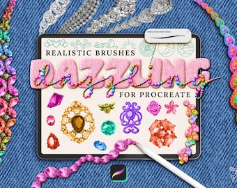 Bedazzling Procreate Brushes | Jewelry and Gemstone Brushsets & Fabric Textures (PDF Guide Included)