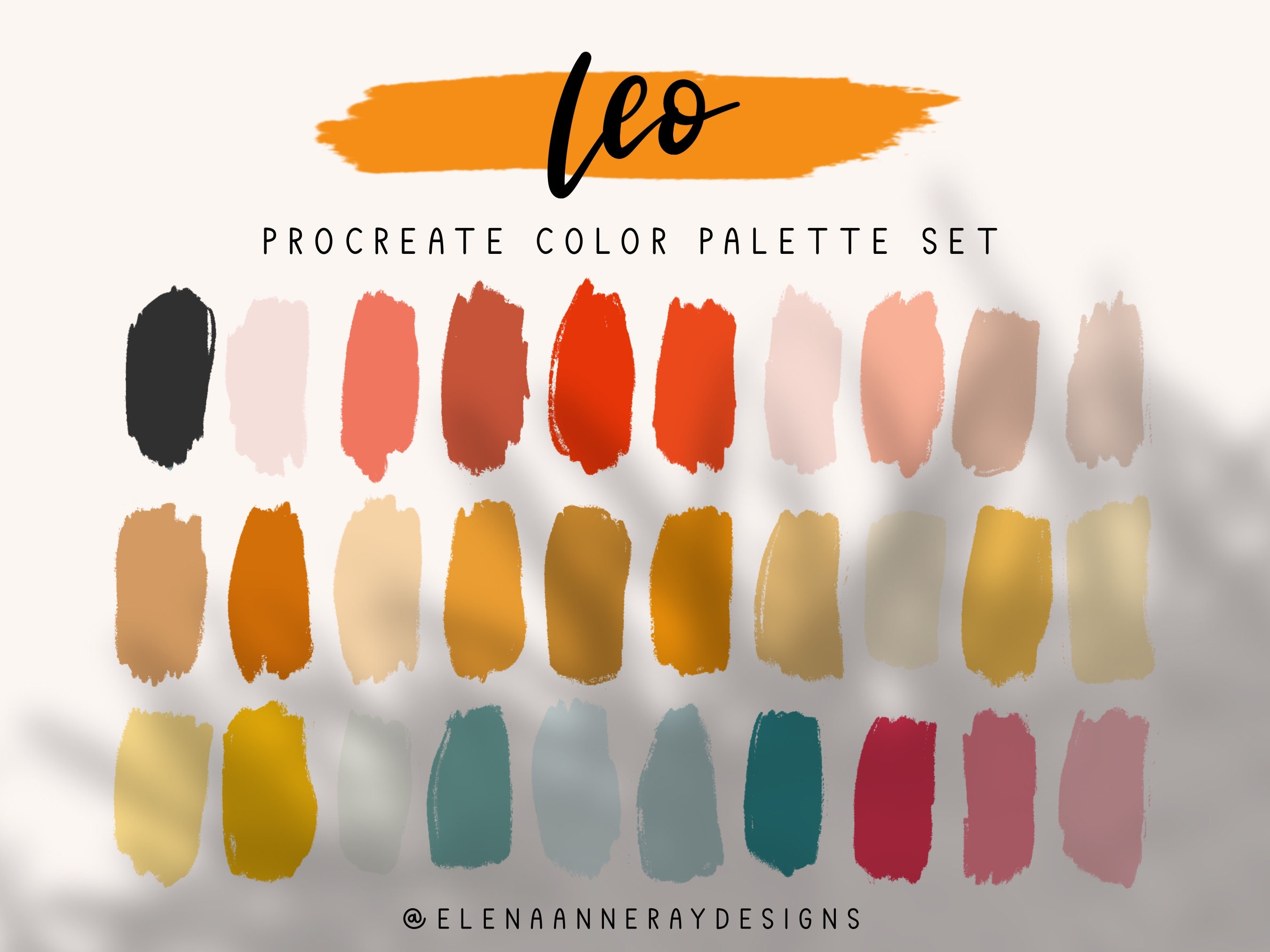 3 Procreate Color Palettes – Leo Aesthetic Summer Bundle, Zodiac Color Scheme, Instant Download