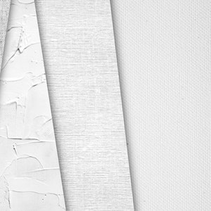 May include: Abstract composition featuring layered textures in shades of white and gray. The image showcases a variety of surfaces, including canvas, textured paint, and woven fabric, creating a visually interesting and tactile effect. The design is modern and minimalist.