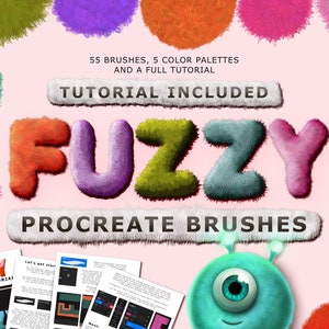 Fuzzy Procreate Fur Brushes, Realistic Animal Hair Texture Brushes For iPad, & a Fun Digital Art Tutorial with Color Palettes Included