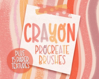 Crayon Procreate Brushset, Coloring Brush, Textured Lettering Brushes, Procreate Paper Overlays