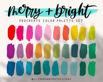Bright Christmas Floral Procreate Color Palette Set