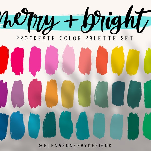 Merry & Bright Color Palette Bundle | Four Procreate Color Palettes | Happy Christmas Colors | Rainbow Gradient Color Scheme, Cheerful Color