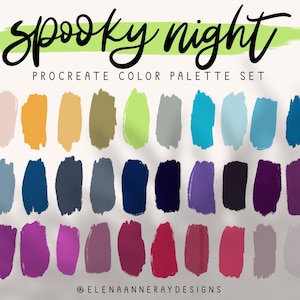 Spooky Night Procreate Color Palette Set with Horror Inspired and Halloween Colors for Graphic Design and Fall Illustrations in Procreate