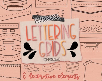 Procreate Lettering Grids & Decorative Stamps (Digital Download)