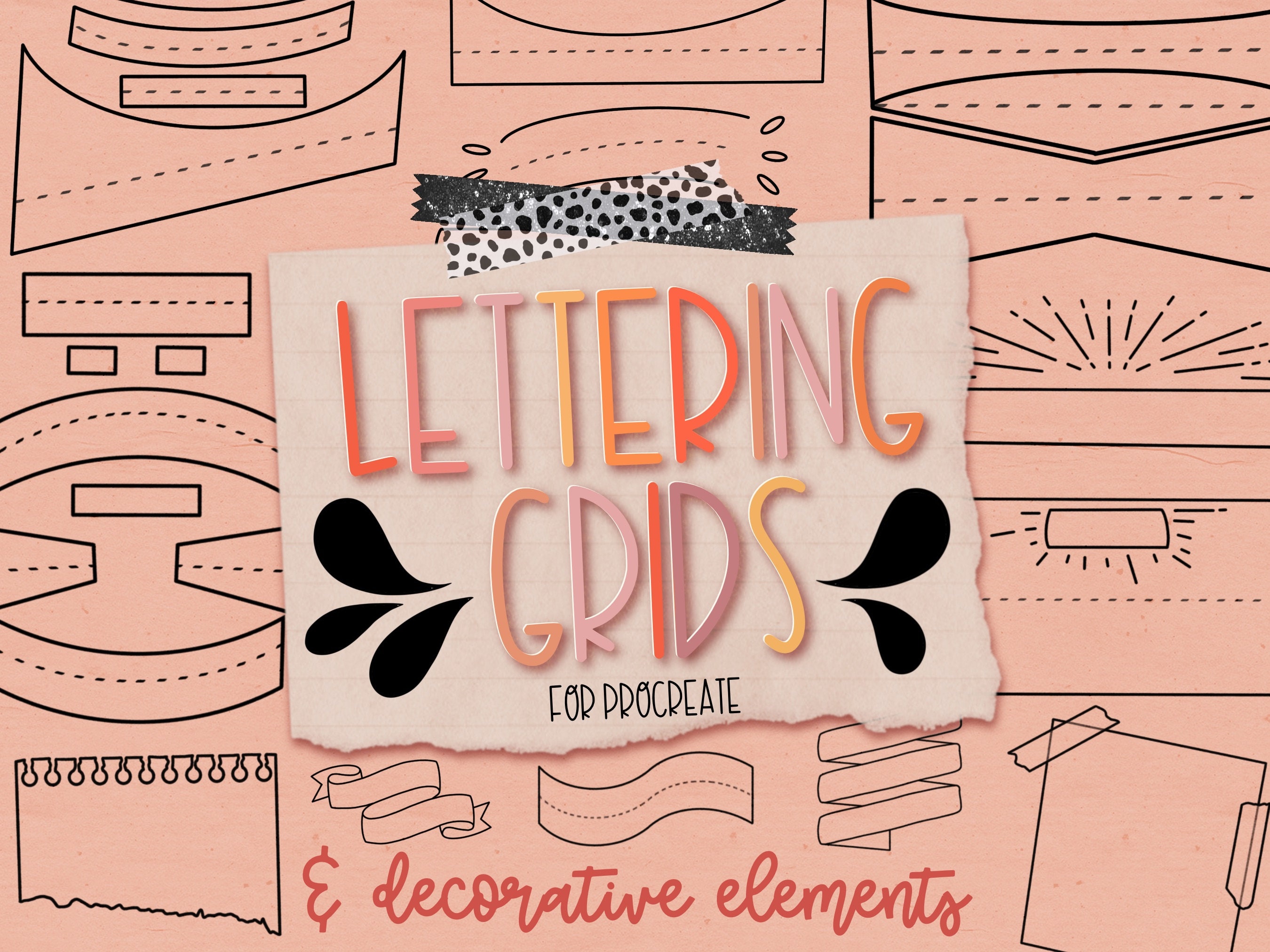 Procreate Lettering Grid Builder & Stamp Bundle – 187 Procreate Stamps, Calligraphy Brushes, Layout Compositions