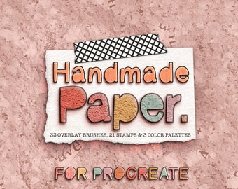 Procreate Paper Texture Brushes: Handmade Overlay Brushset (33 Textures, 21 Stamps, 3 Palettes)