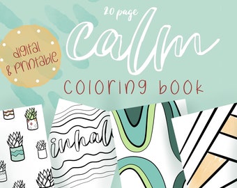 Calming Adult Coloring Book | Succulents, Plants, Abstract (PDF & Procreate PNG)