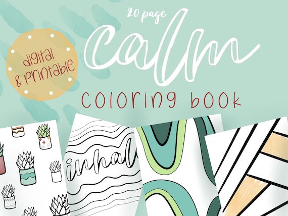 Calming Adult Coloring Book | Succulents, Plants, Abstract (PDF & Procreate PNG)