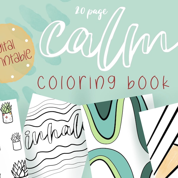 Calming Coloring Book | Adult Coloring Pages | Color and Chill Digital Workbook | Printable Sheets PDF | Instant Download | Procreate PNG