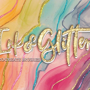 36 Procreate Brushes, Alcohol Ink Kit, Metallic Procreate Texture | Gold Procreate Brushes | Glitter Brushsets for Procreate on iPad