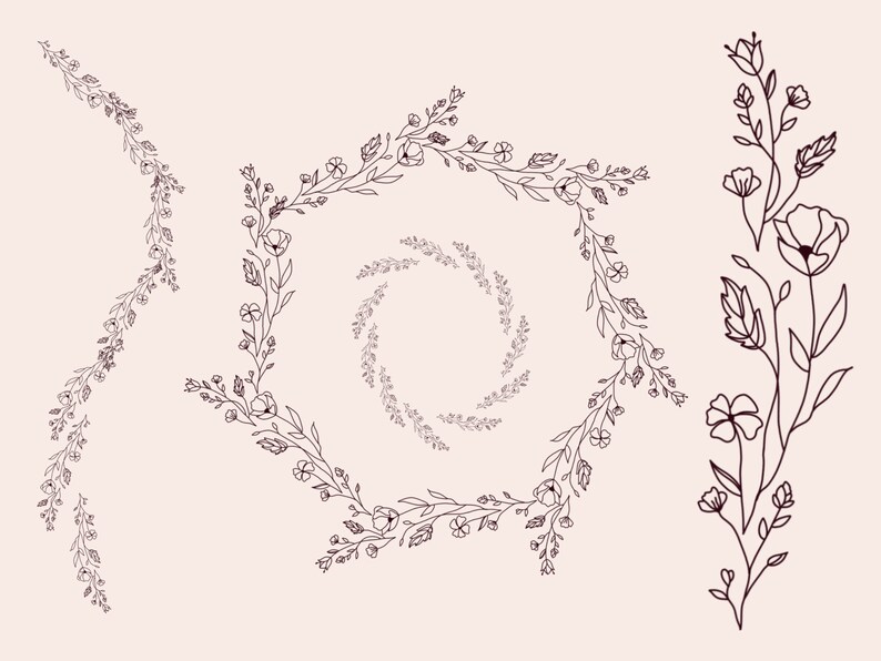 Floral Wreath Procreate Brushes: Wildflower Brush Set (digital Brush ...