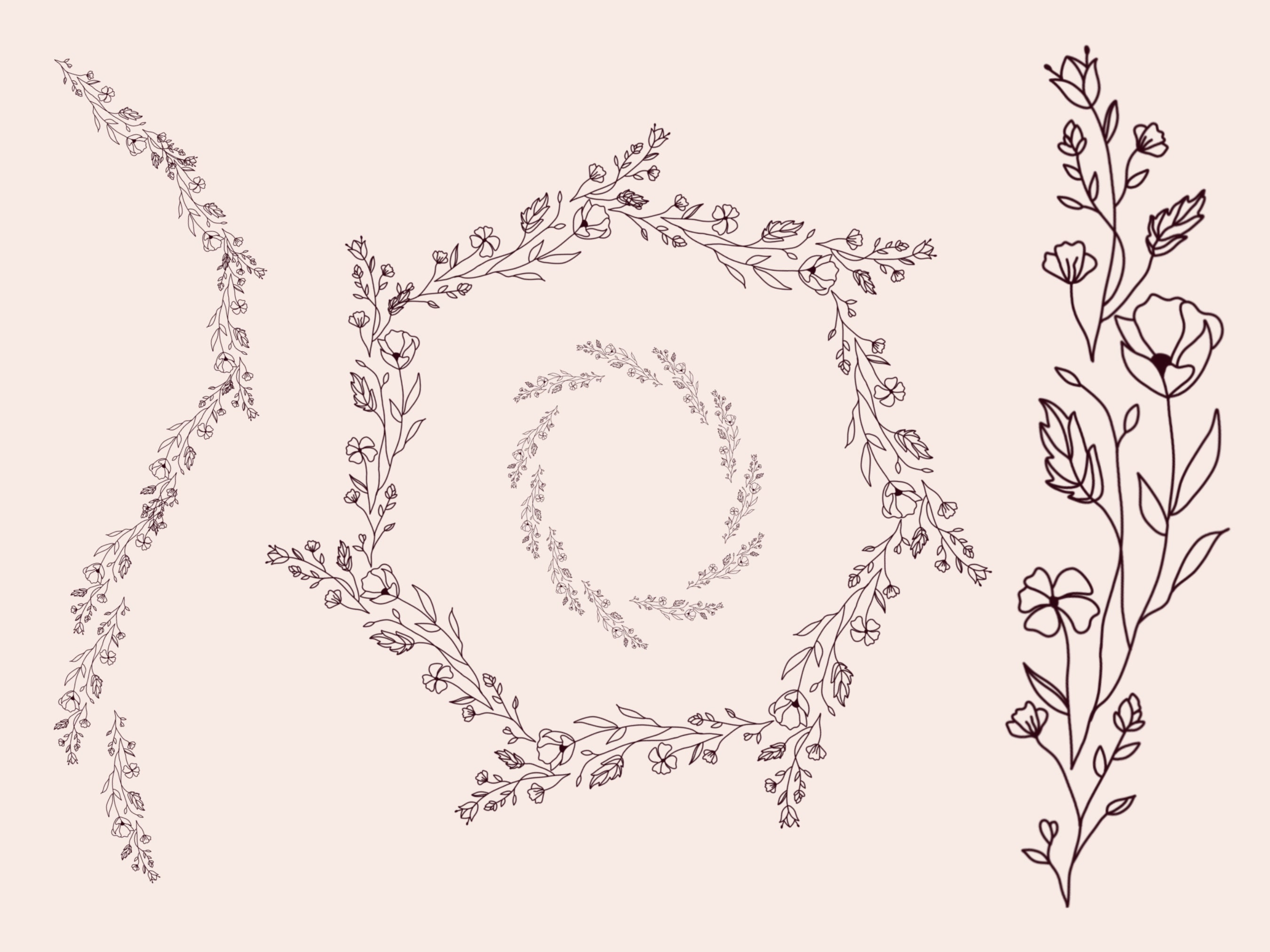 Floral Wreath Procreate Brushes: Wildflower Brush Set (digital Brush ...