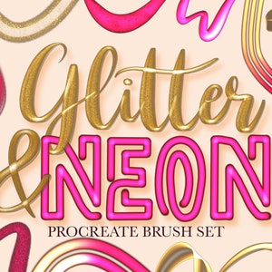 31 Glitter & Neon Procreate Brushes | Metallic Procreate Brush | Neon Procreate Brushes | Lettering Brushset | Brush for Procreate on iPad