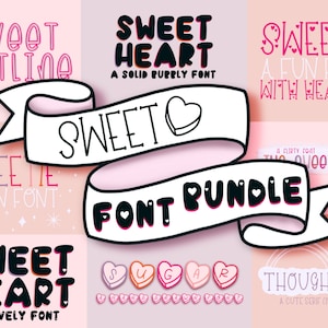 Paquete de fuentes: fuentes lindas, dulces, fuentes Procreate, fuentes Heart, fuentes Cricut, fuentes Love, fuentes Serif, fuentes Procreate, fuentes Valentine, Candy